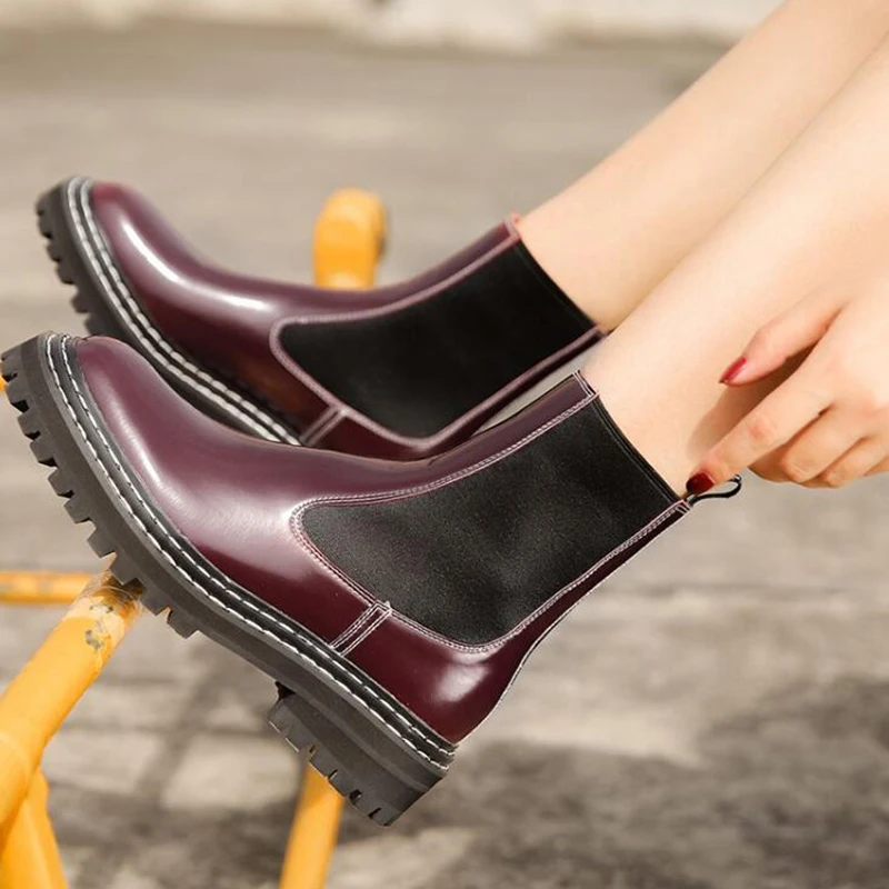 

RIZABINA Women Ankle Boots Real Leather Warm Fur Short Boots Women Fashion Platform Winter Shoes Lace Up Footwear Size 34-40