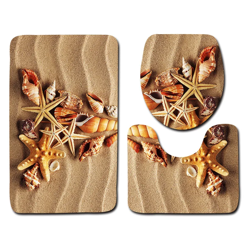 Zeegle коврики для унитаза из микрофибры с принтом ракушки и камня Набор ковриков