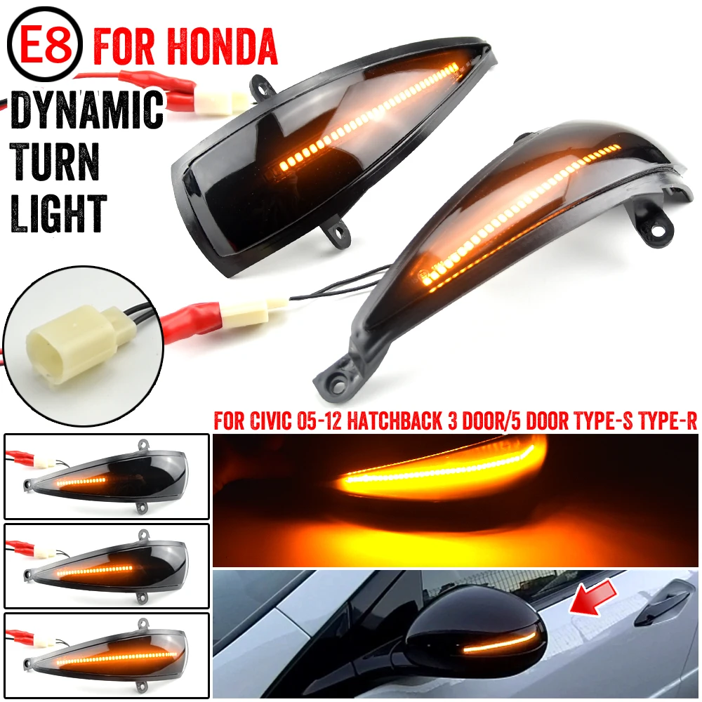 

2x LED Side Wing Scroll Dynamic Blinker Turn Signal Light For Honda Civic 8th MK8 Type-S Type-R FN 1 2 3 FK 1 2 3