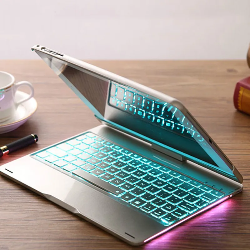 Smart Keyboard чехол для iPad Air 1 Air 2 9,7 дюймов с 7 цветов светодиодной подсветкой Беспроводной Bluetooth клавиатура чехол для 9," iPad 5 6