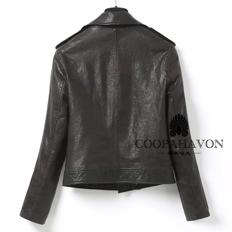 

New leather motorcycle jacket leather dress sheepskin laser cut cut short motorcycle leather coat