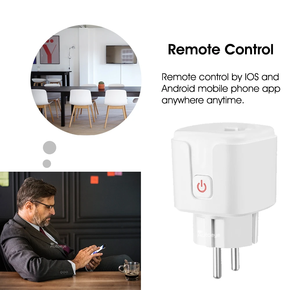WiFi Smart Plug 16A EU Socket Tuya Life APP Работа с Alexa Google Home Assistant Голосовое управление Монитор