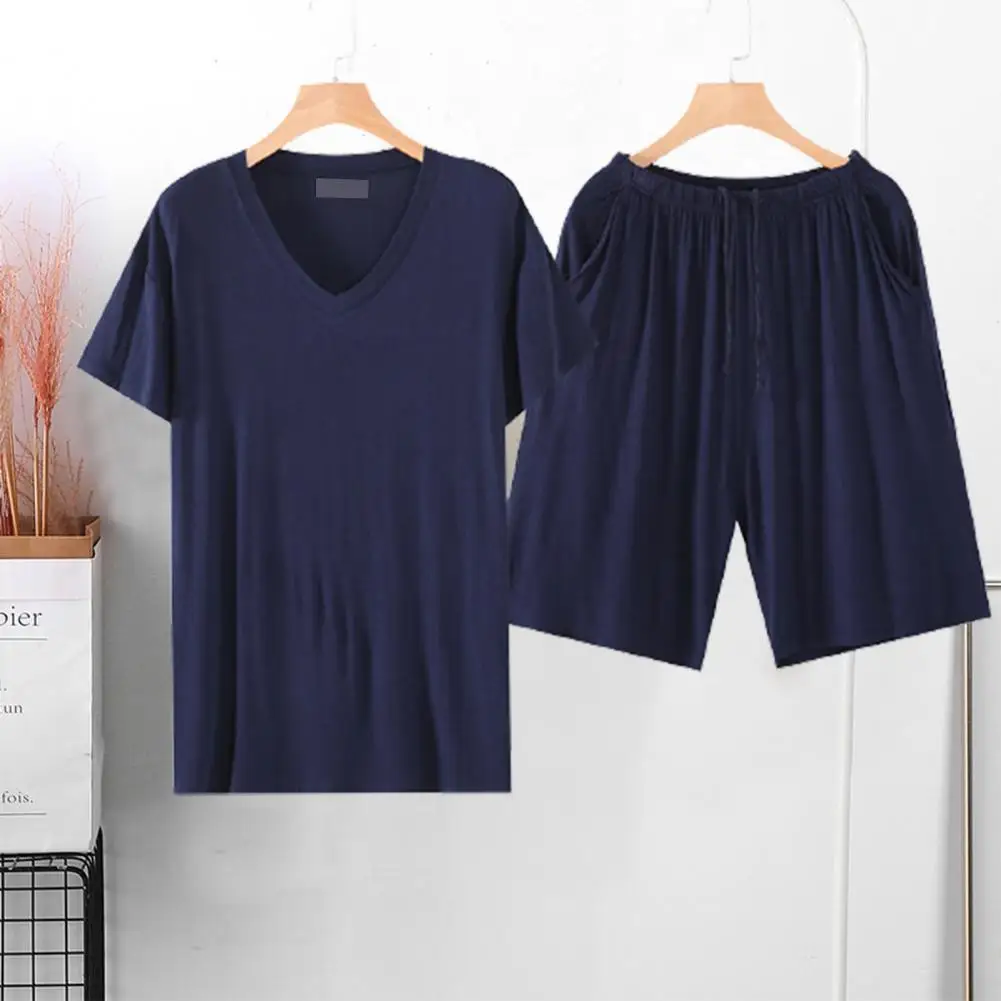 

Loungewear Short Sleeve Breathable Viscose Men Short Sleeve Shorts Pajamas for Home