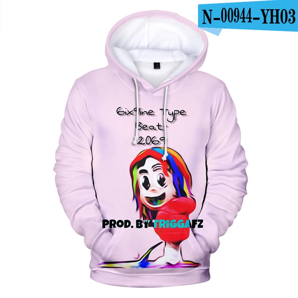 

Fashion Design Trendy Populaire 3 Gedrukt 6IX9INE Hoodies sweatshirts Idol Mannen/vrouwen Hoge Kwaliteit Truien casual Men/women