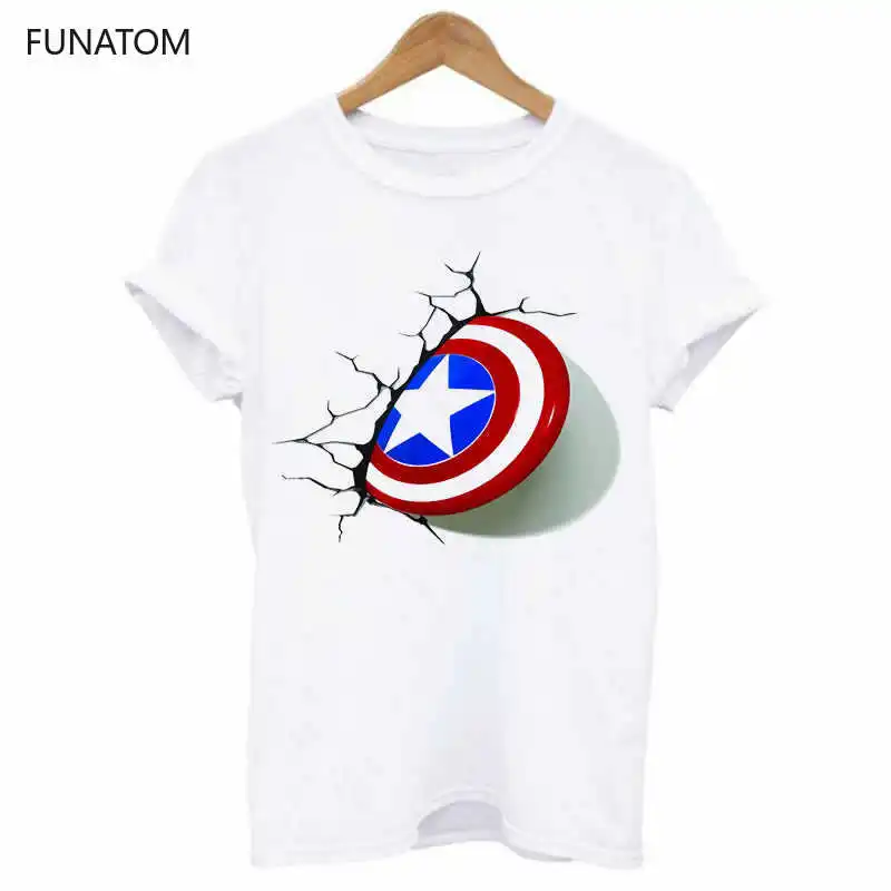 Модная футболка женская 2019 Футболка &quotМарвел&quot с коротким рукавом Harajuku