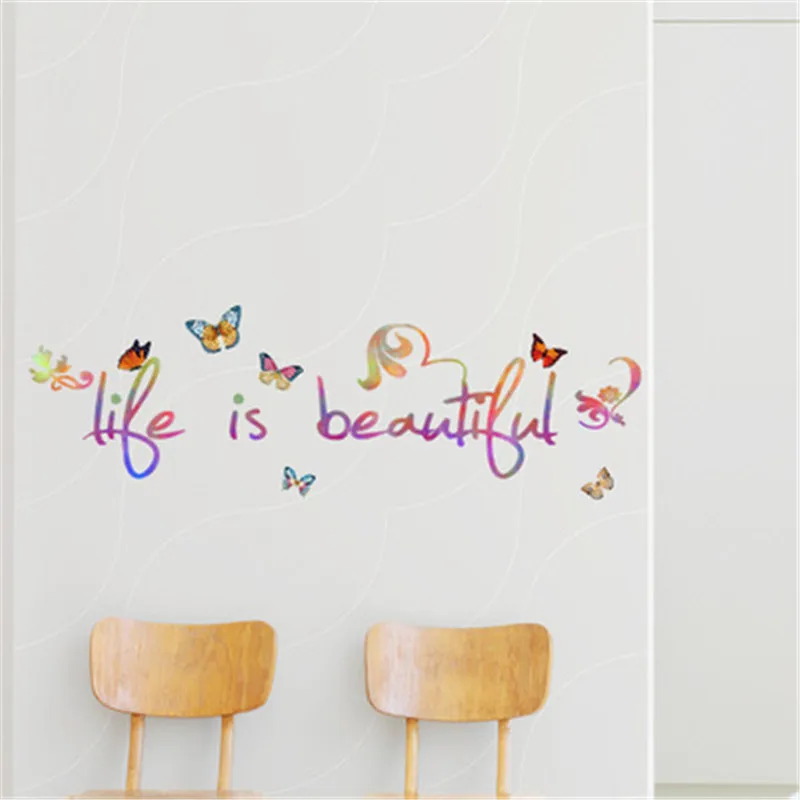 Жизнь-это красивая бабочка вдохновляющие Наклейка на стену с цитатами винил