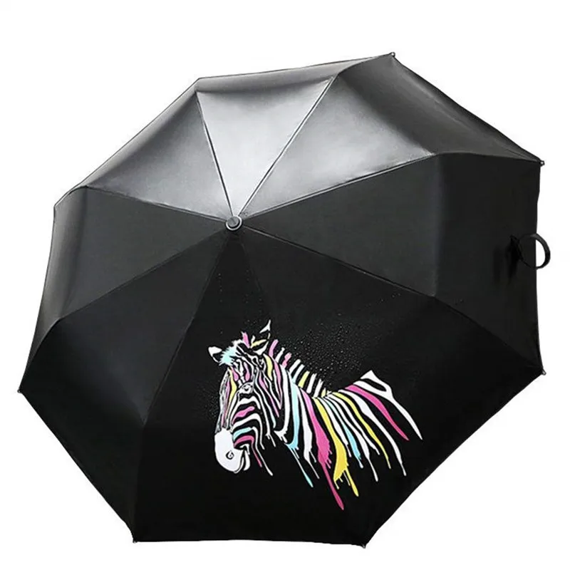 Black Zebra DMBRELLA, меняющий цвет, складной зонт от солнца, Зебра, зонтик от дождя, анти-УФ-зонтик, портативный, трехслойный, солнце, Paraguas - Цвет: Black Zebra