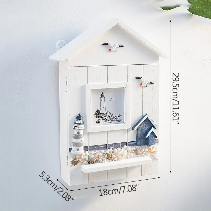 

Home Decoration Storage Rack Key Hook Box Mediterranean Modern House Model Wall Hanging Crafts Sundries Box Figurines Gifts