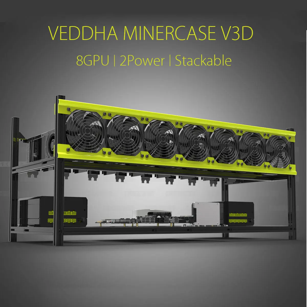 Открытый горная установка Стекируемый двойной мощности рамка чехол для 8 GPU ETH BTC эфириума компьютер горная рама серверное шасси без вентиляторов