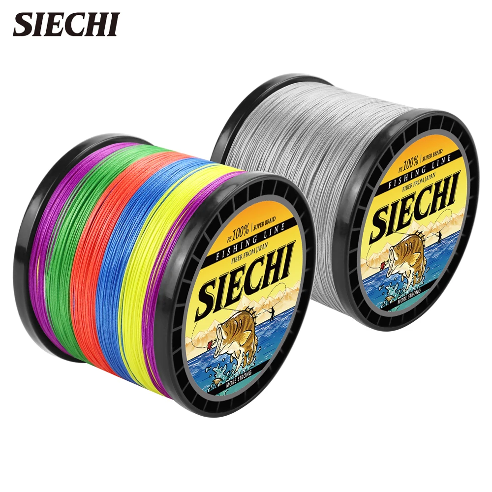Плетеная рыболовная леска SIECHI 500 м 4 пряди 8 прядей многоцветная одноцветная