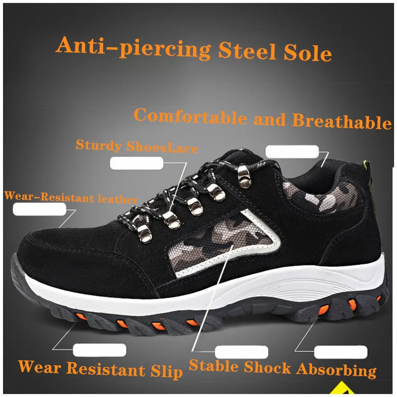 Рабочая обувь размеры 38 46 безопасные ботинки для работы по щиколотку со стальным