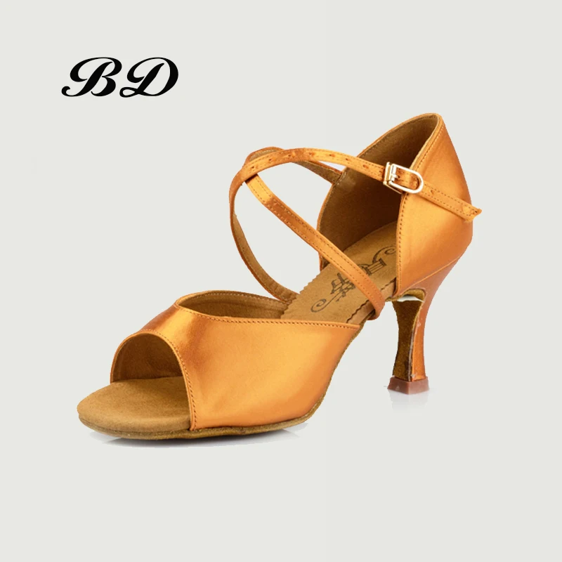 Женские туфли для латиноамериканских танцев BD черные с мягкой подошвой и чехлом