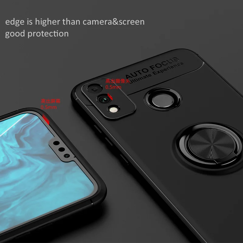Чехол KEYSION с металлическим кольцом для Huawei Honor 9X Lite мягкий силиконовый матовый