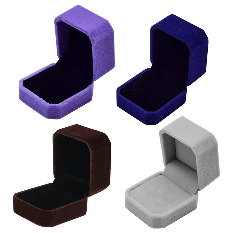 

Velvet Engagement Wedding Ring Earrings Gift Box Jewelry Boxes Display Storage Case