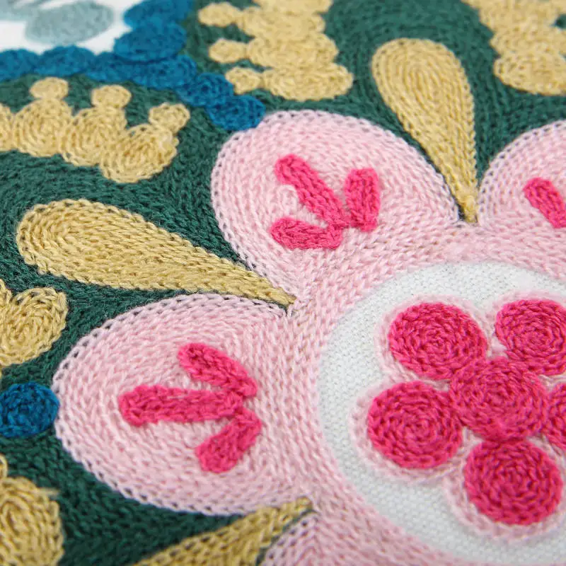 Наволочка для подушки с вышивкой из хлопка винтажной этническая цветами ручной