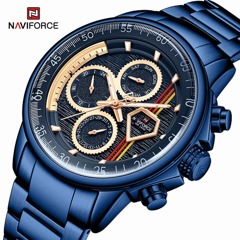 

Часы NAVIFORCE мужские, деловые, водонепроницаемые, кварцевые, из нержавеющей стали, 2020