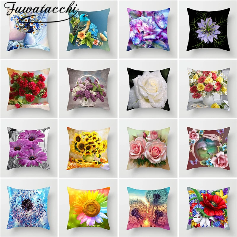 

Fuwatacchi Sunflower Pillow Case Flower Cushion Cover Dandelion Pillow Cover for Home Sofa Chair Decor Pillowcases Funda Cojin