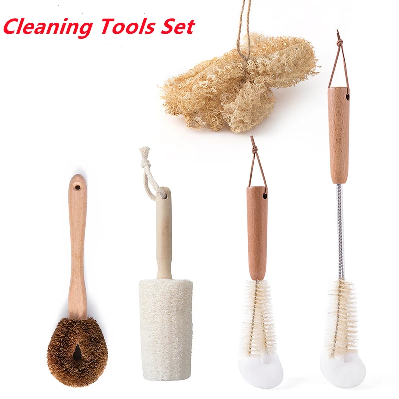 

Loofah Pot Brush Dish Mop Cup Cleaning Brush Kitchen Scrub Brush Kitchen Cleaning Tools Cleaning Supplies
