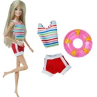 Модный кукольный Купальник 2 шт.лот, Спортивная плявечерние, бикини + 1 Симпатичный розовый плавательный буй, спасательный пояс для куклы Барби, аксессуары
