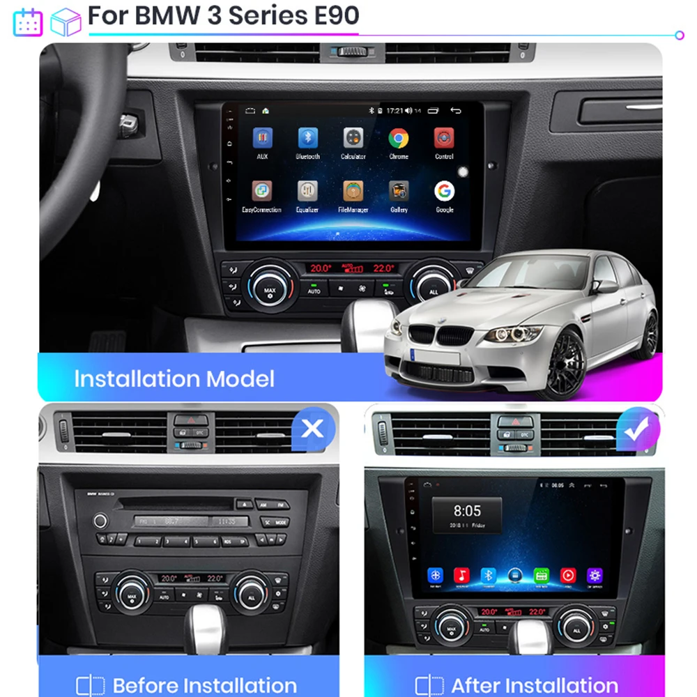 $641.25 CAR Android 10 Multimedia Radio Player For BMW E90 E91 E92 E93 3 Series GPS Navigation stereo Audio head unit 1 Din 2DIN NO DVD
