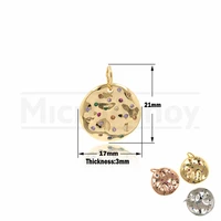 copper plated cubic zirconia round pendant geometric charm suitable for jewelry necklace bracelet accessories