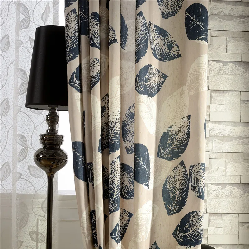 

Modern Blackout Curtains Leaves Pattern For Living Room Window Bedroom shading Ready Made Finished Drapes Blinds BJL 2075C