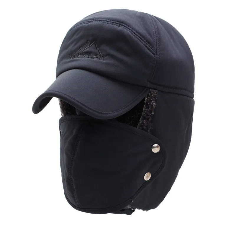 Мужская и русская зимняя шапка-бомбер с ушками шапка-ловушка ушанка теплая шапка