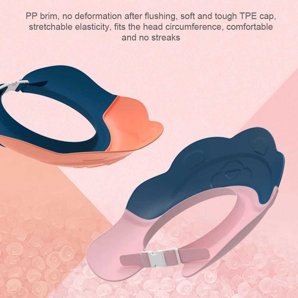 

Baby Infants Bathroom Supplies Visor Hat Kids Shower Cap Cute TPE Bathing Protection Waterproof Safe Soft Adjustable Size
