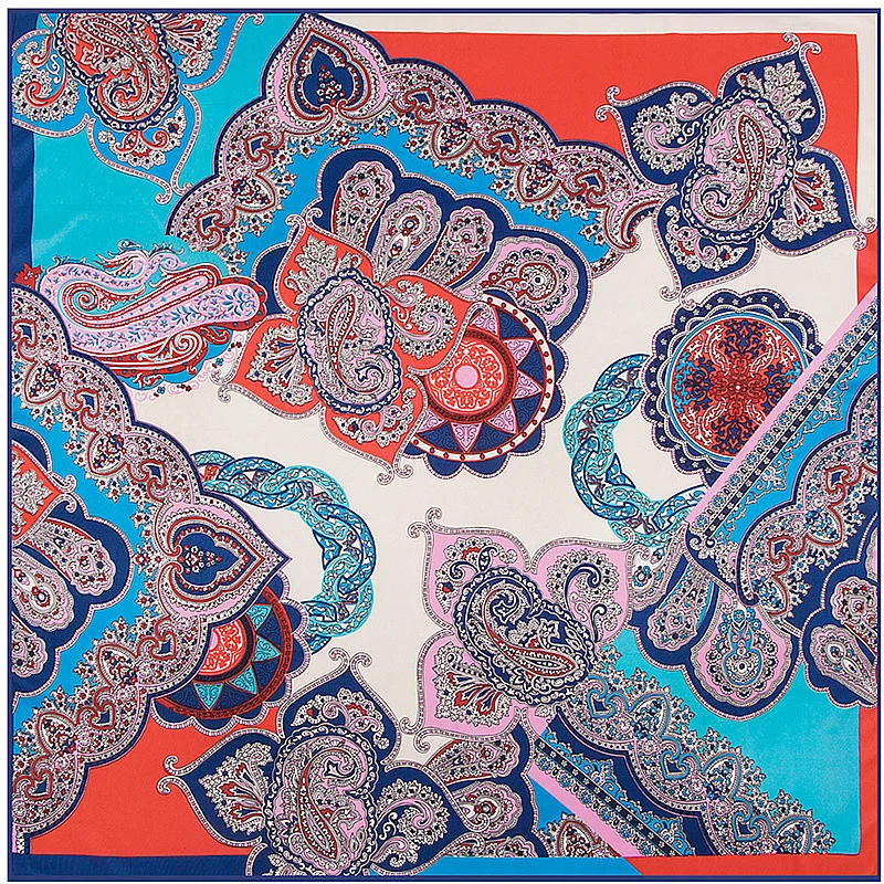 

100 см новейший бренд женский саржевый шелковый шарф с принтом пейсли большие квадратные шарфы Повязка На Голову Платок женский шарф