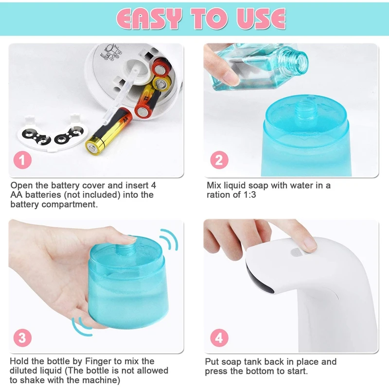 

250Ml Automatic Soap Dispenser, Touchless Infrared Foaming Soap Dispenser Hand Free Countertop Soap Dispensers Automatic