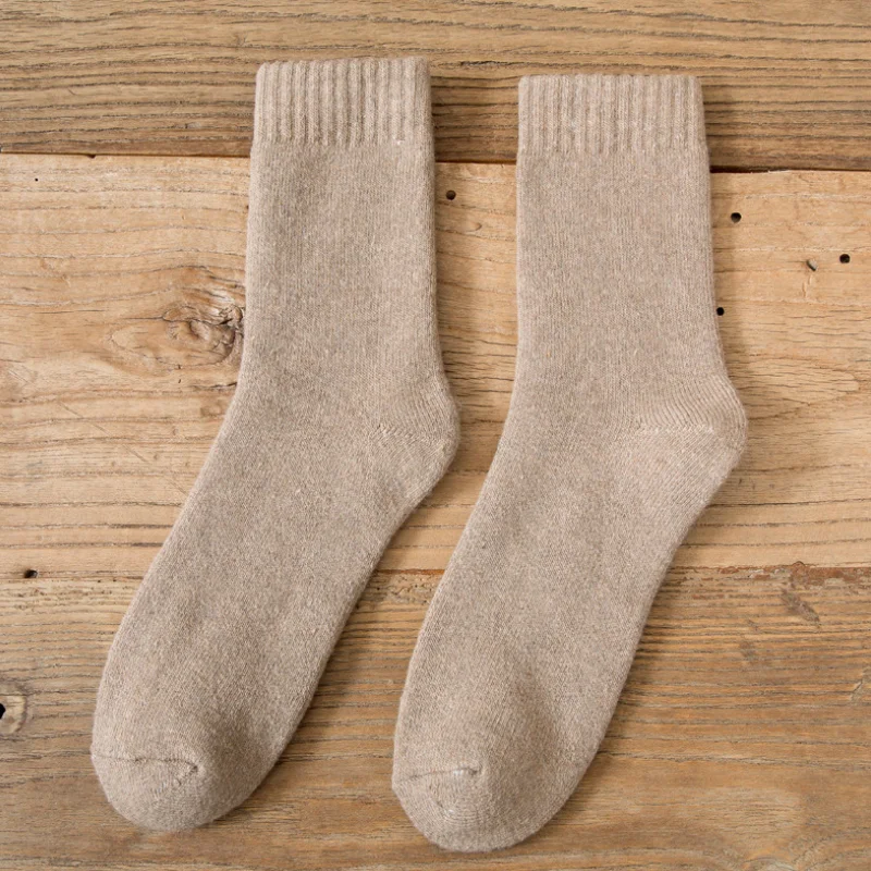 

Socks men and women tube socks autumn and winter thickening plus velvet towel socks warm stockings pure color terry cotton socks