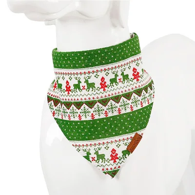 green deer Аксессуары для домашних животных треугольная повязка Модный хлопковый шарф для собак бантики зимние банданы для кошек маленькие Большие Животные - Цвет: green deer