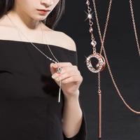 simple bar circle long necklace for women 2020 new chain sweater necklaces jewelry wholesale