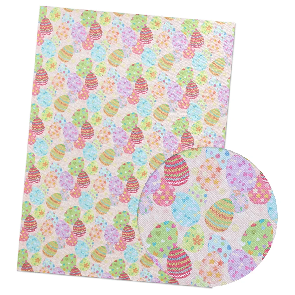 07 IBOWS 22*30cm 1pc Easter Faux Synthetic Leather Sheet Rabbit Egg Printed Fabric DIY Hair Bows Supplies Handmade Crafts Materials - Цвет: 07