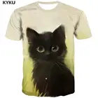 Мужская футболка с принтом KYKU, Повседневная футболка с круглым вырезом, с принтом в виде кота, в стиле панк-рок, лето
