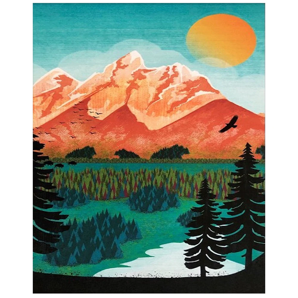 Алмазная 5D картина сделай сам вышивка с мотивом Луны реки животных крестиком