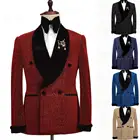 Двубортный блестящий красный костюм для мужчин, индивидуальный пошив для жениха костюм для выпускного, свадьбы, смокинг для певцов, Блейзер, брюки для выступлений, комплект из 2 предметов