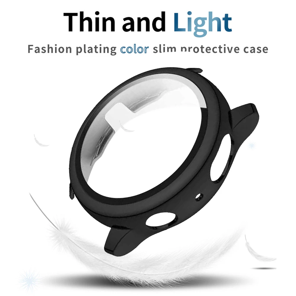 

Protector Case For Samsung Galaxy Watch Active2 40mm Tempered Glass With Electroplating Cover Ultra-thin Screen Protection Film