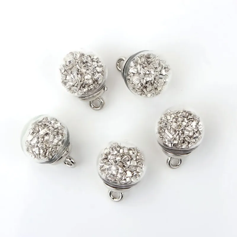 DoreenBeads прозрачный стеклянный шар шармы в виде бутылки пузыря круглые Серебристые
