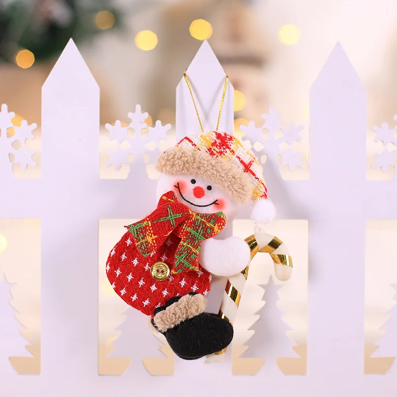 crutch snowman ETya Рождественское украшение Санта Клаус держать подарочную коробку куклы для рождественские украшения для дома Дерево Подвески Игрушки год висячие украшения детский подарок - Цвет: crutch snowman