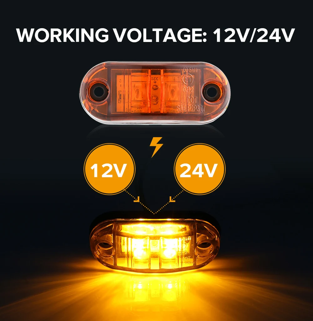 Aotogo 12V 24V Водонепроницаемый светодиодный рабочий светильник светодиодный балка для внедорожных условий лицевая сторона маркер светильник позиции прицепы грузовика с боковой светильник s боковая лампа