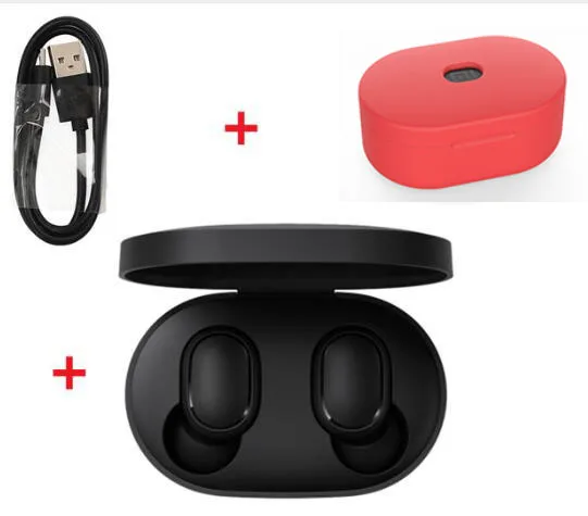 cable add case Xiaomi Redmi Airdots TWS Bluetooth наушники стерео бас Bluetooth 5,0 Eeadphones с микрофоном свободные Наушники управление AI - Цвет: cable add case