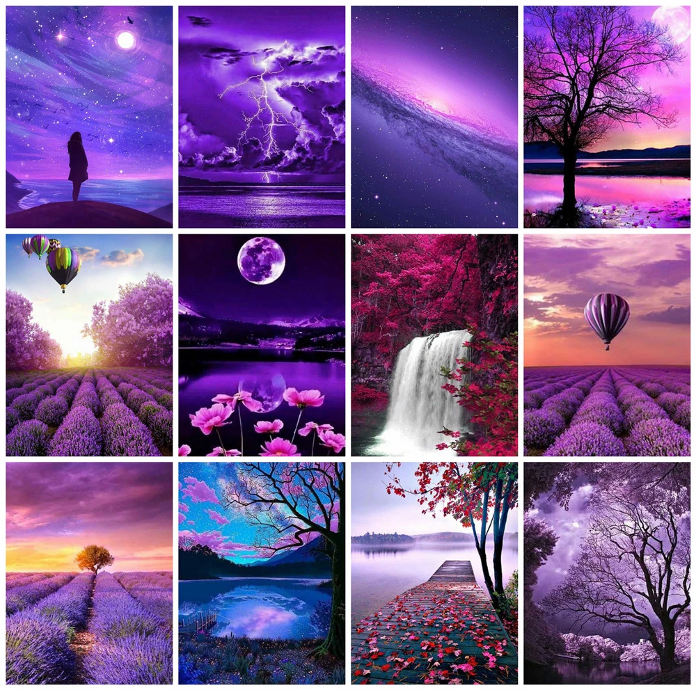 HUACAN Алмазная вышивка пейзажи мозаика море сад заход солнца картины стразами