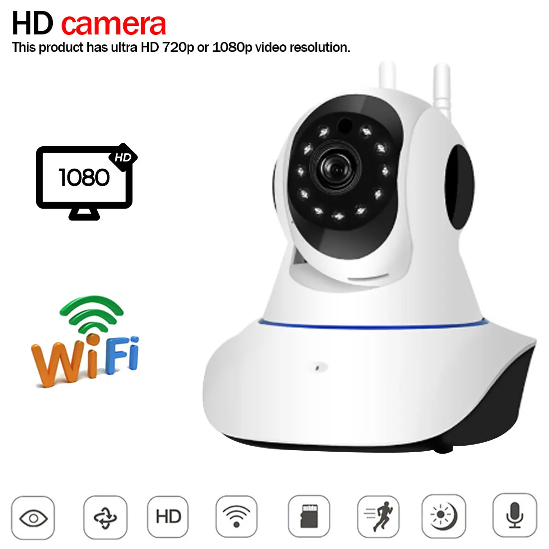 

1080P IP Camera WiFi Home Security Camera 360 Night Vision Baby Monitor Indoor Mini Surveillance Wireless Wifi Camera