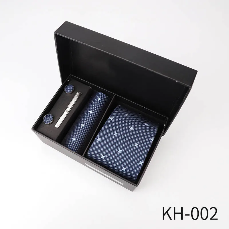 KH 002 6 шт. мужские деловые галстуки Подарочная коробка 8 см Повседневный галстук-бабочка классический Одноцветный жаккардовый полосатый Аксессуары для галстуков свадебный подарок - Цвет: KH 002