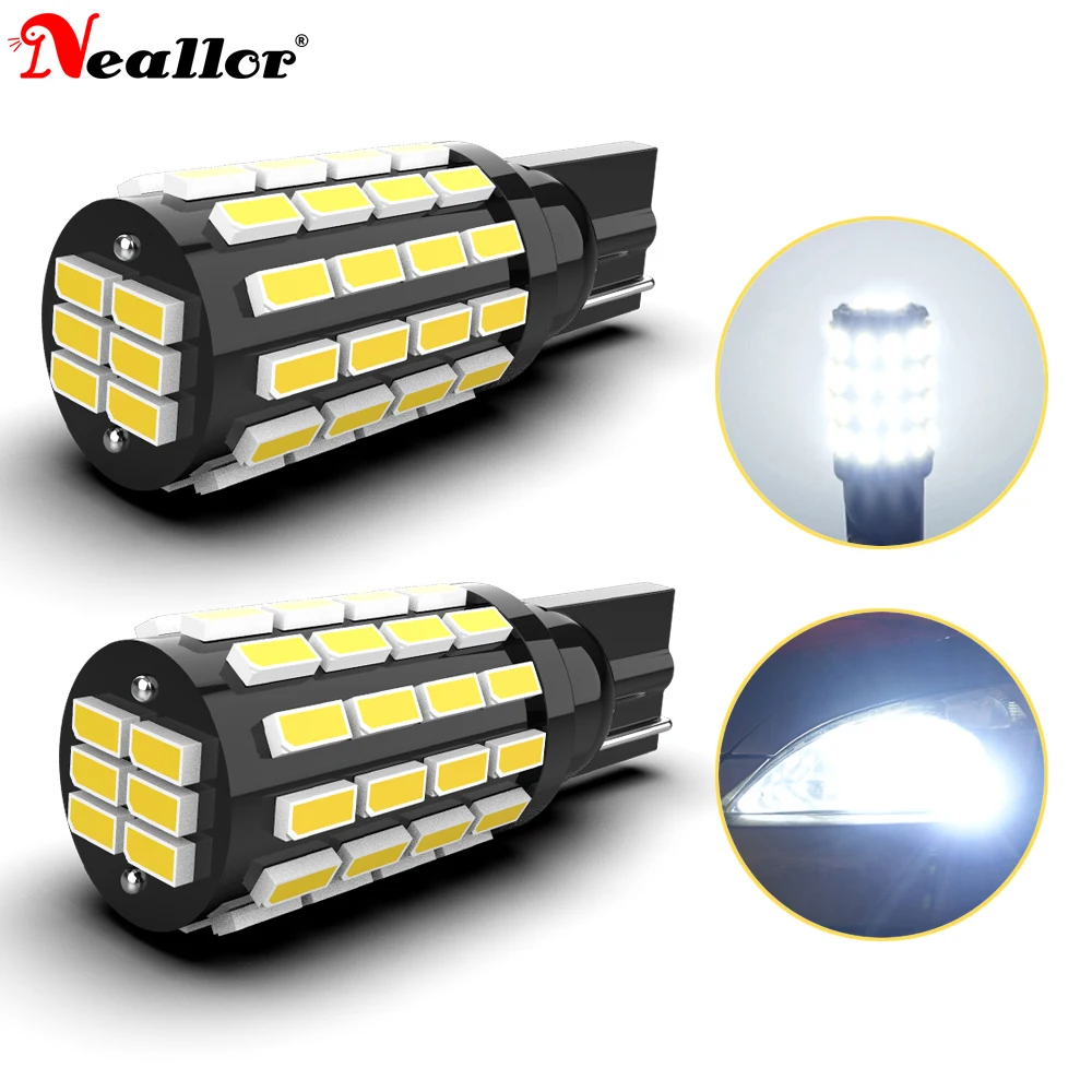 

2 шт. W5W светодиодные лампы 54SMD 3014 чипы T10 светодиод 194 501 белая сигнальная лампа верхнее освещение для чтения габаритные огни для салона автом...