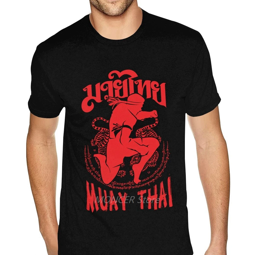 

Quality Standard Muay Thai Flying Knee Tees for Men Funny Short Sleeve Cotton Men Summer Shirts 1980S Apparel