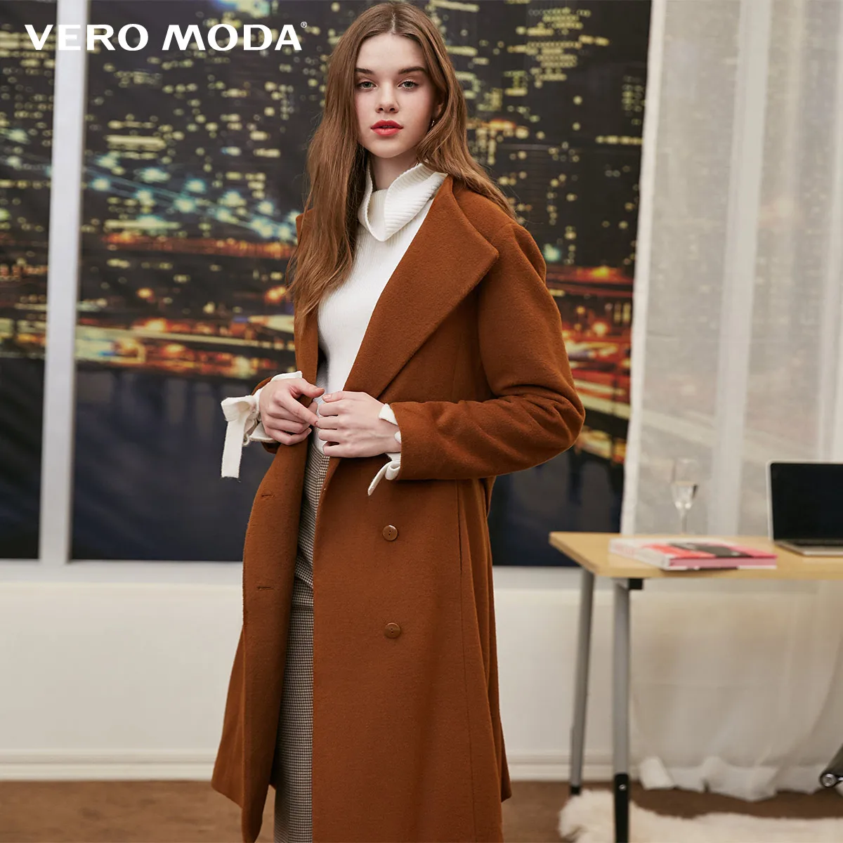 Vero Moda женское маленькое шерстяное пальто с высоким воротником на пуговицах | 318327539