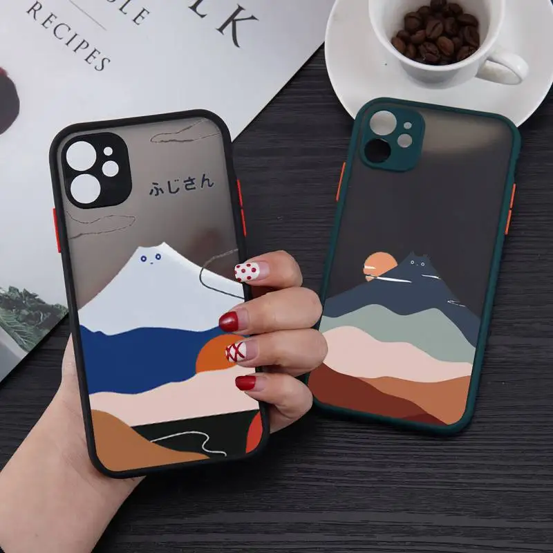 

Mount Fuji Japan landscape Art Abstract Phone Case matte transparent For iphone 7 8 11 12 plus mini x xs xr pro max cover