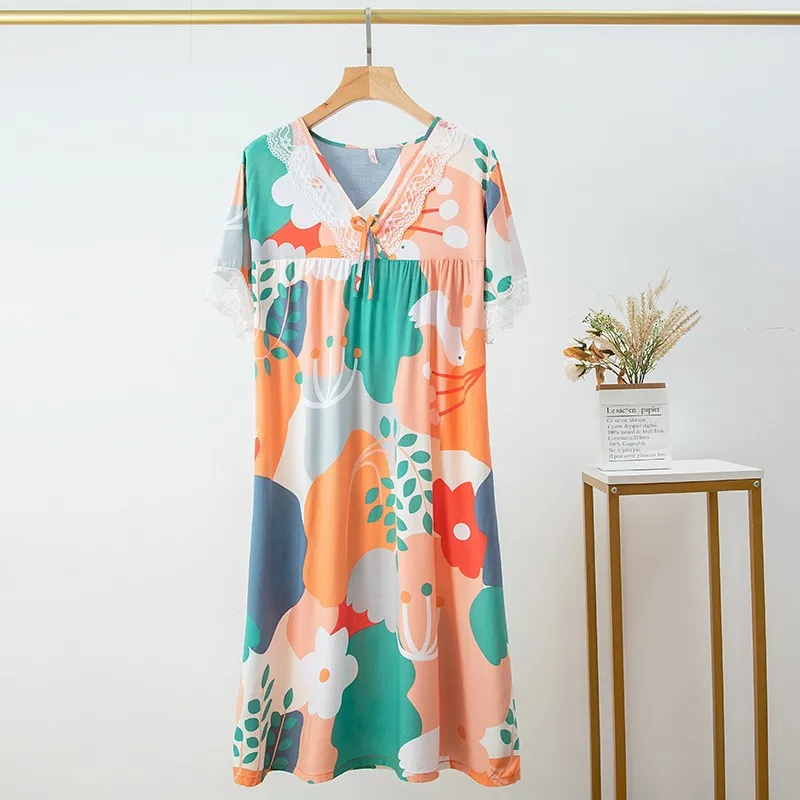 Женская вискозная ночная рубашка одежда для сна милый желтый цветочный принт